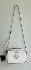 VALENTINO By Mario Valentino Croc Crossbody Bag Purse Gold Logo Made in Italy