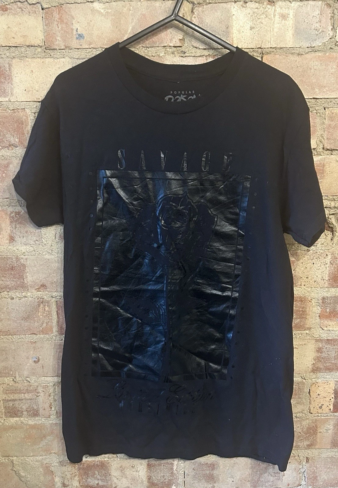 Popular Poison Savage Graphic Print T-Shirt Size Small 34” Black Limited Edition