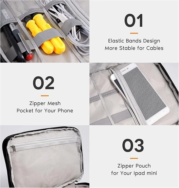 Bolsa de armazenamento digital eletrônica portátil organizador de viagem cabo USB estojo gadget - Imagem 4 de 4