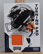 Drew Lock PATCH ROOKIE 2019 Playoff Denver Broncos Turning Pro Card TP-4 RC. rookie card picture