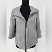 LULULEMON ATHLETICA FULL ZIP GREY JACKET CASUAL BREATHABLE WAIST LENGTH