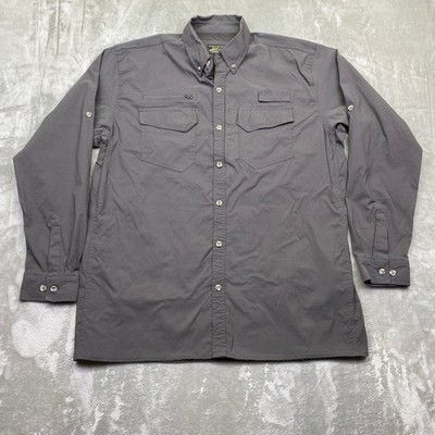 Grizzly Mountain Mens XL Long Sleeve Button Up Shirt Gray Nylon Spandex Outdoor