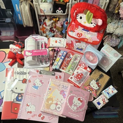 Hello Kitty Mixed Merchandise Lot w/ Toothbrush Set , Fan And Stationery Set