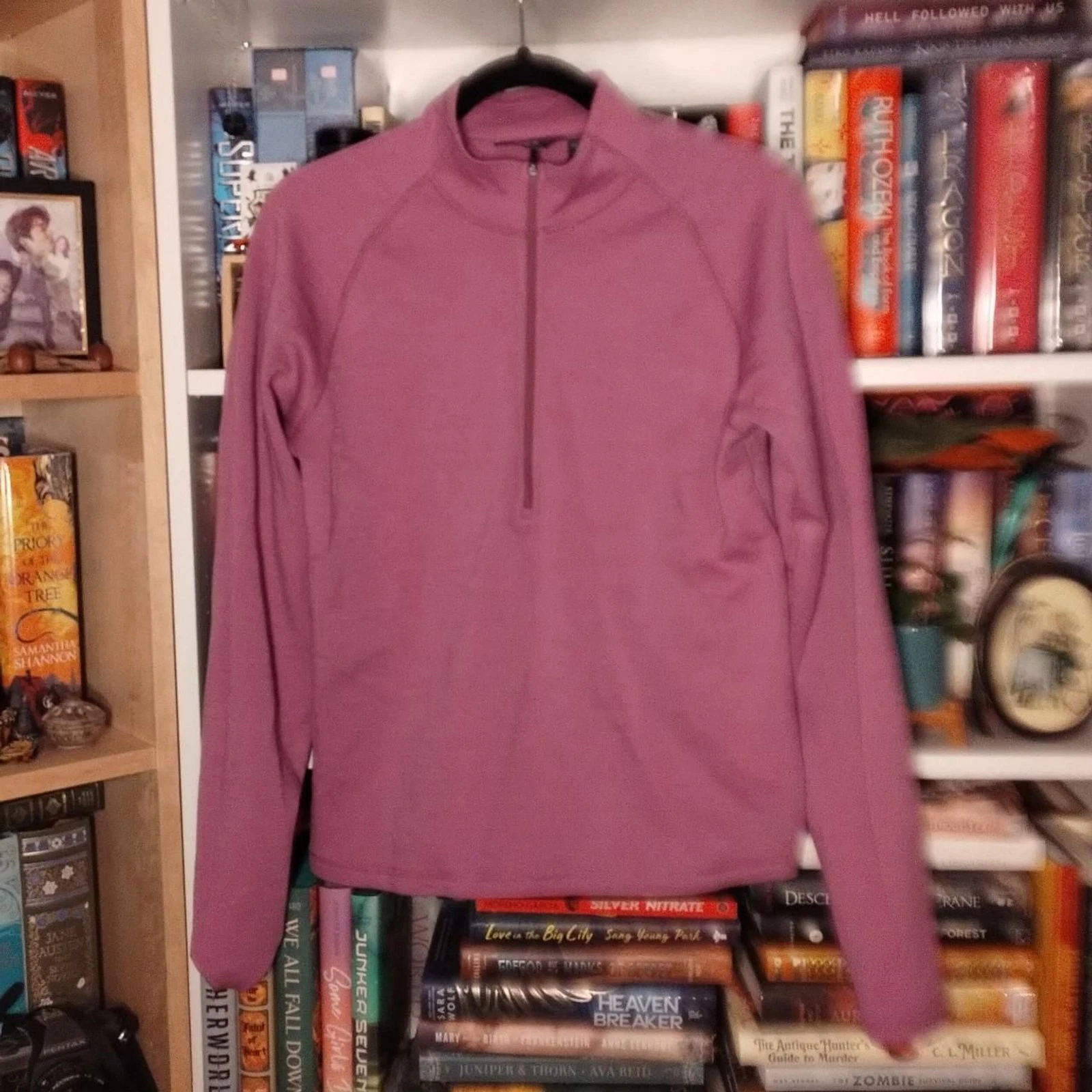 Ibex Pinkish purple 1/4 zip sweatshirt/base layer 100% Superwash Merino Wool Med
