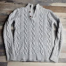 Hope & Henry Gray Cable Knit Sweater Gray Size XL Organic Cotton