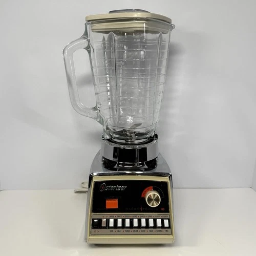 VTG Osterizer Pulse-Matic 16 Blender 861-06H Dual Range Chrome Almond USA-WORKS
