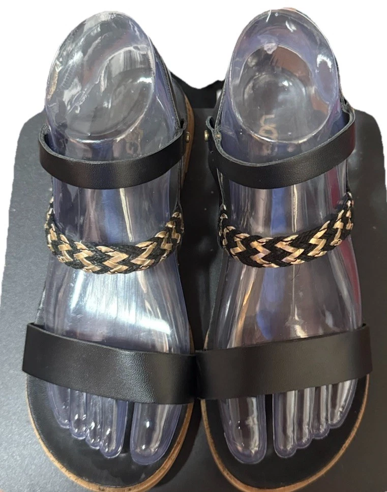 Sandali UGG Australia donna ragazza neri oro con cinturino intrecciato taglia 4