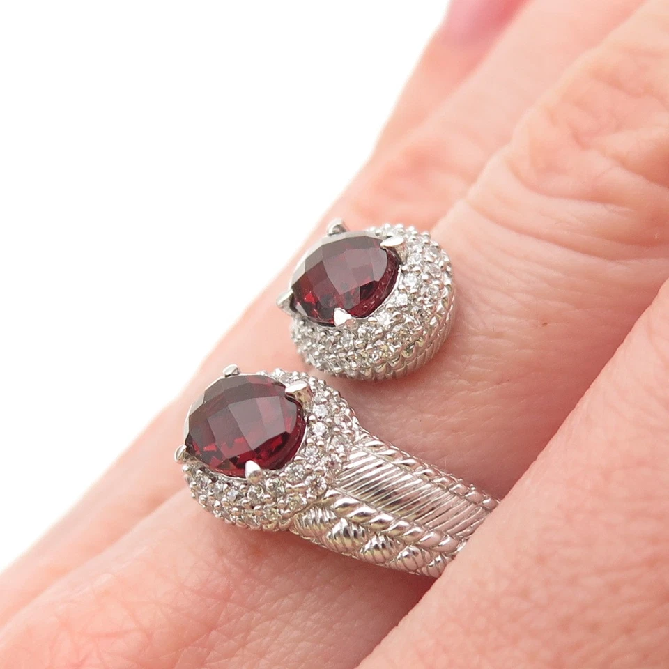 Anillo de derivación ajustable JUDITH RIPKA 925 de plata de ley rojo y blanco C Z talla 7,5 Foto 2 de 4