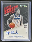 2020-21 Panini Noir Anthony Edwards Silver Screen Debut Signatures RC Auto #/49