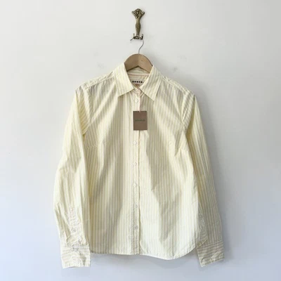 Boden Butter Yellow Striped Sienna Shirt Size 12 Reg Poplin Cotton Spring - Image 1 of 4
