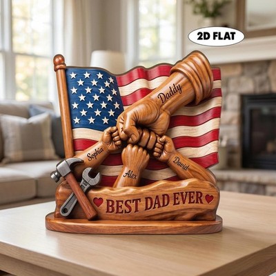 Personalized Fathers Day Gift for Dad, Best Dad Ever Wooden Block