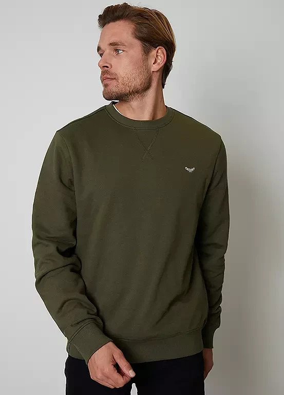 Sudadera De Cuello Redondo Desgastada En Caqui Tamaño Pequeño S (fmn27-11)