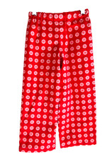 Handmade kids size 3/4 pull on elastic waist flannel pants red with snowflakes