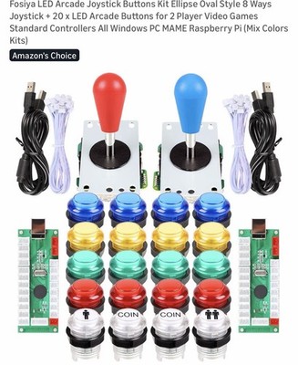 LED Arcade Joystick Buttons Kit Ellipse Oval Style 8 Ways Joystick + 20 X LED Ar