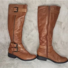 Cathy Jean Leather Made In Brazil Western Bohemian Moto Tall Comfy Indie  Boots