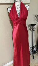 Vintage ASPEED Y2K 90's Red Halter Maxi Dress XS Prom Formal Sexy Gown Lined d9