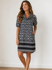 Banana Republic Black and White Geometric Shift Dress