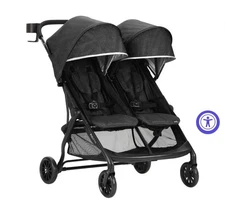 Evenflo Aero² Ultra-Lightweight Double Stroller, Black (Up to 50 Pounds & 38")