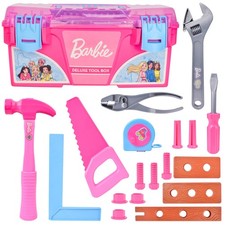 Barbie Tool Box Playset   18 Piece Deluxe Set, Pretend child-size, Pink