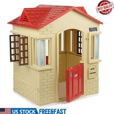 Cottage Playhouse W/ Working Door  Windows  Shutters Pretend Kids Outdoor New