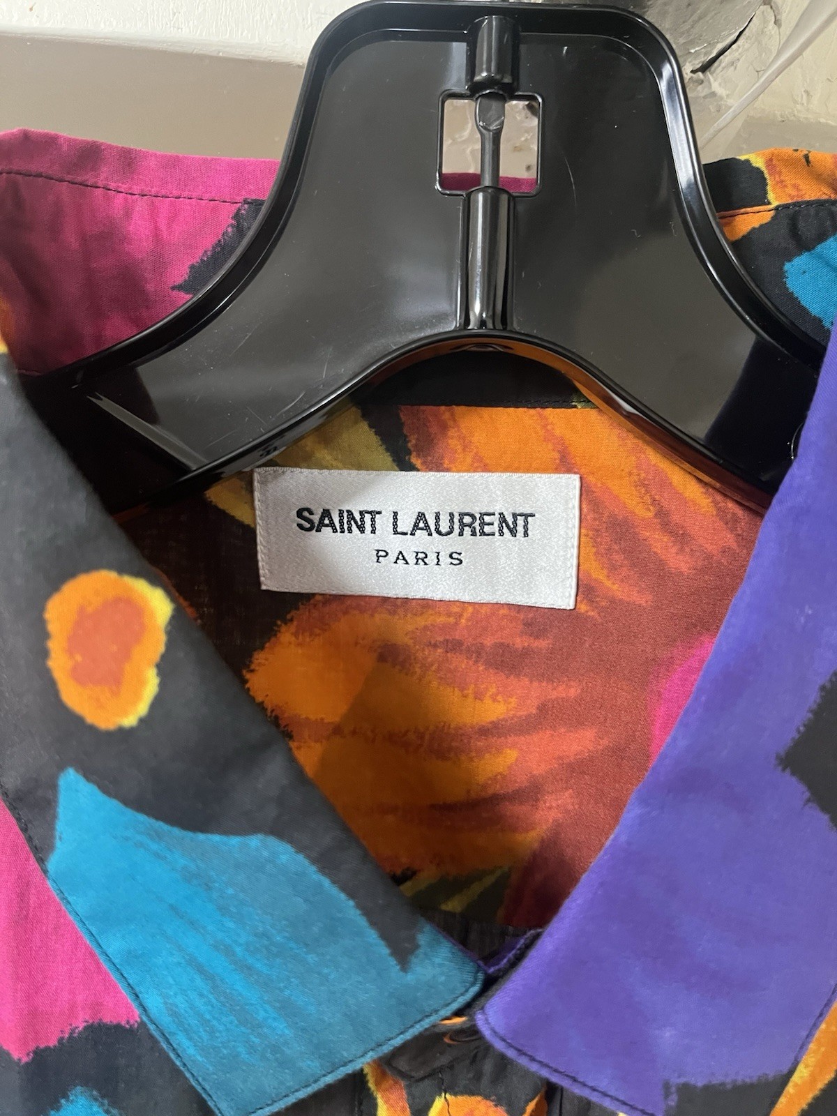 Saint Laurent Paris Men's Floral Shirt Short Sleeve Sz 39/15.5(Medium) image 2