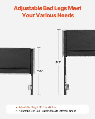 VEVOR Headboard for Full Size Bed with Adjustable Height Sponge & Fabric Grey - Picture 5 of 12