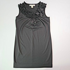 AA Studio AA Black Ruffle Neck Sleeveless Shift Dress Size 10 Bow Accent Mini