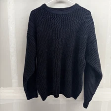 Vintage Windridge Mervyns Navy Acrylic True Cable Knit Sweater Mens XL EUC