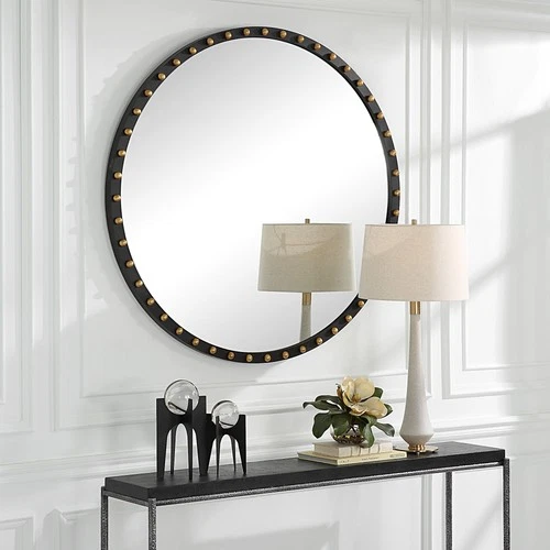 Uttermost 09949 Sele 50-3/8" Diameter Circular Flat Accent Mirror - Black - Picture 4 of 6
