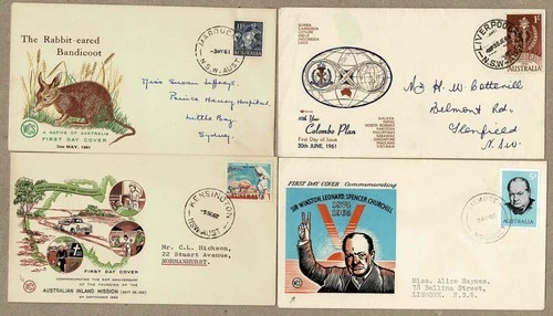 Australia 1961 - 1965  lot group FDC x4 inc Colombo Churchill NSW Postmarks