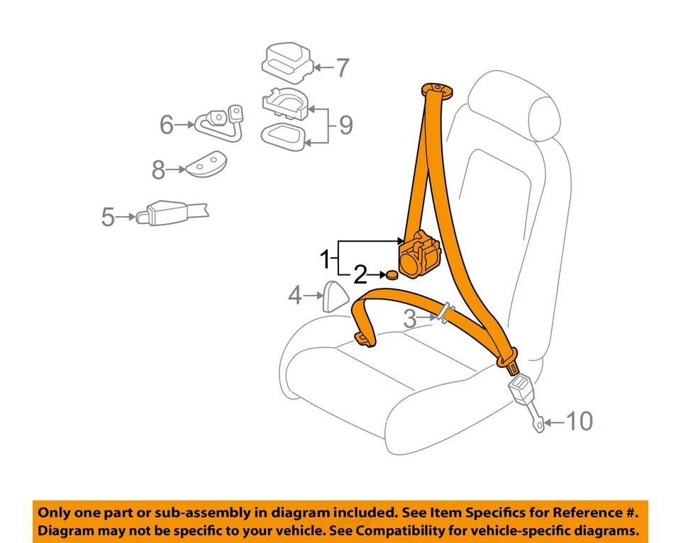 Used Front Right Seat Belt Front fits: 2004 Audi TT bucket seat Cpe passenger re - Изображение 3 из 4