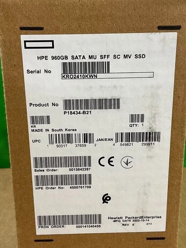 HPE P18434-B21 P18478-001 960GB 2.5" SATA 6G MU SSD Gen10 Solid State Drive - Afbeelding 2 van 2