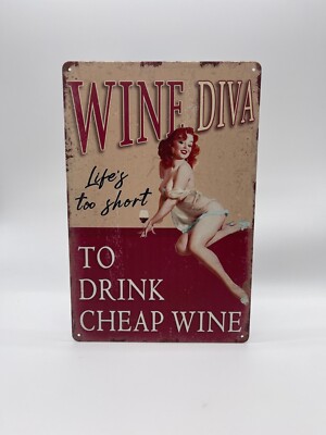 Blechschild Wine Diva 20x30cm Nostalgie Retro Vintage Reklame Geschenk Deko