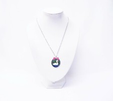 Round White Swan Pendant Necklace