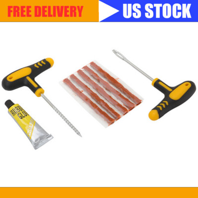 Car Tubeless Tyre Tire Puncture Repair Plug Kit Needle Patch Fix Tool  7 Set