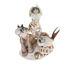 Vintage Sea Birds Sea Shell Sculpture Coastal Statue 5" Adorable!