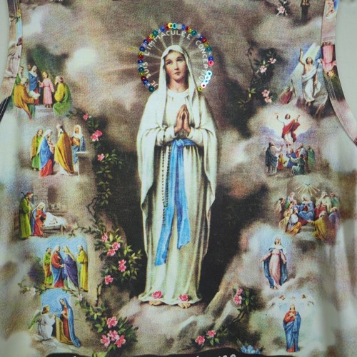 NUK WEAR Cowboy & Angels Mary and Jesus Sleeveless colorful Sequins Top L - Picture 3 of 14