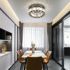 LED Ceiling Light 2-layer Chandelier Crystal Lamp Light Fixture 3000-6500k 880lm