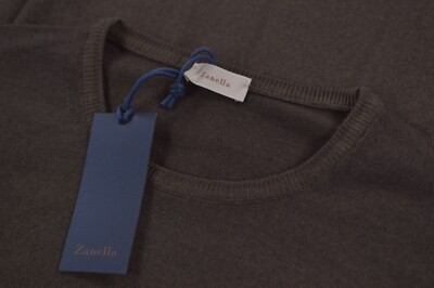 Zanella NWT Merino Wool Crew Neck Sweater Size M in Solid Brown