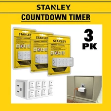 3pack -Stanley 3-prong Grounded Digital Countdown Timer w/Repeat function