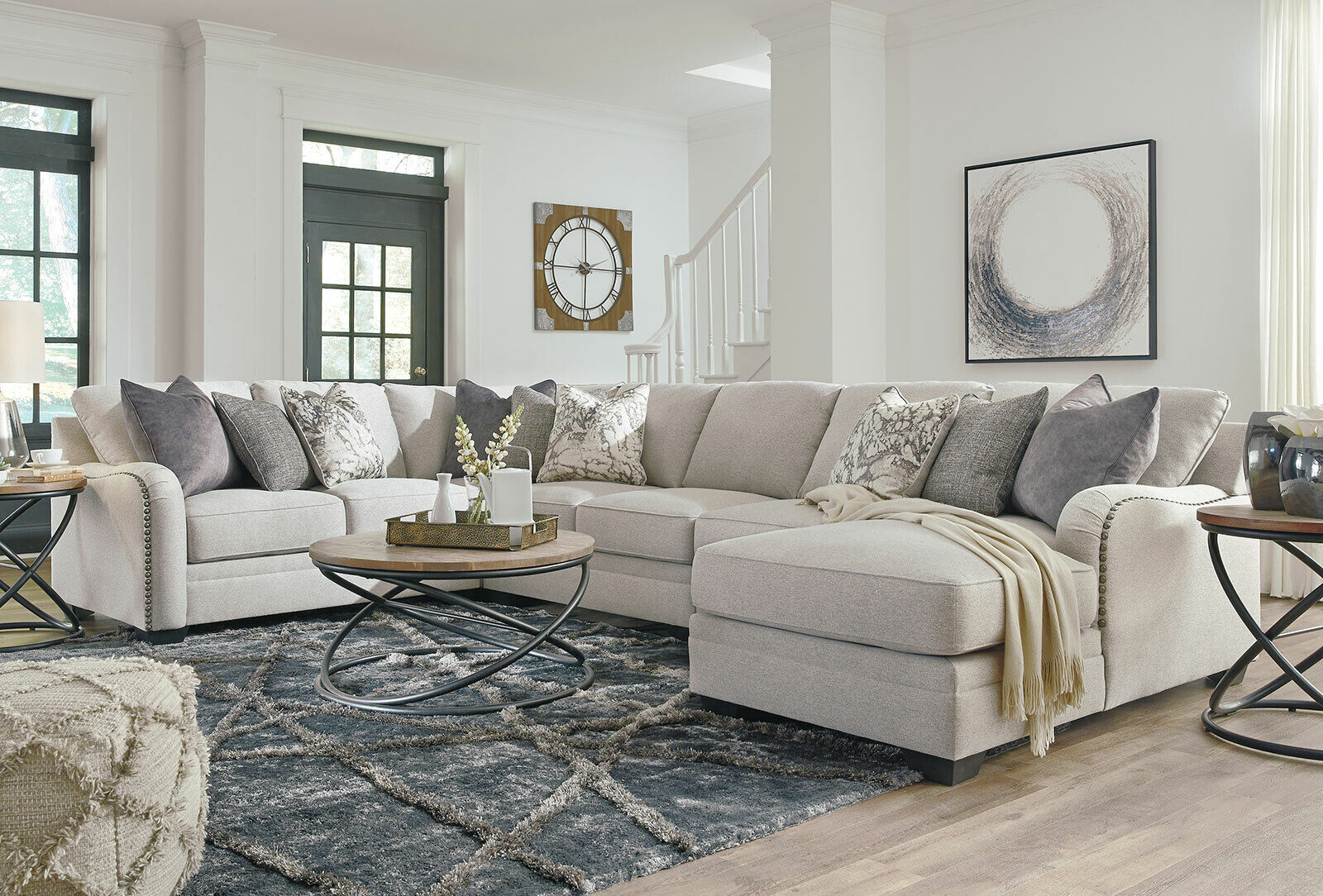 NEW 5pcs Sectional Living Room Furniture Light Gray Fabric Sofa Couch Set IG0N For Sale Online