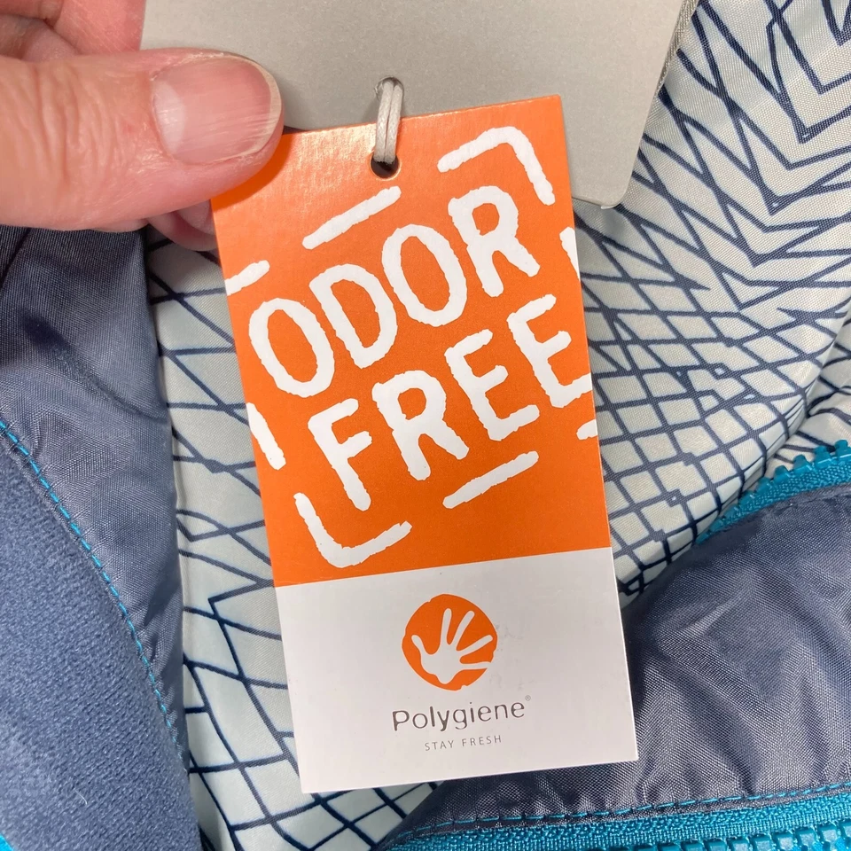 Jaqueta de banco masculina média azul com capuz impermeável tecnologia de controle de odor zíper completo NOVA - Imagem 4 de 4