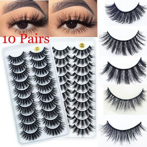 10 Pairs 3D Mink False Eyelashes Natural Wispy Cross Fluffy Extension Eye Lashes - Picture 3 of 28