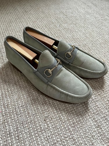 Mocasines Gucci Para Hombre Gamuza Azul Horsebit Talla IT, Talla 10.5 EE. | eBay