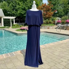 NWT BHLDN Lena Jersey Flutter Sleeve Maxi Dress Navy Wedding MOB Sz 12