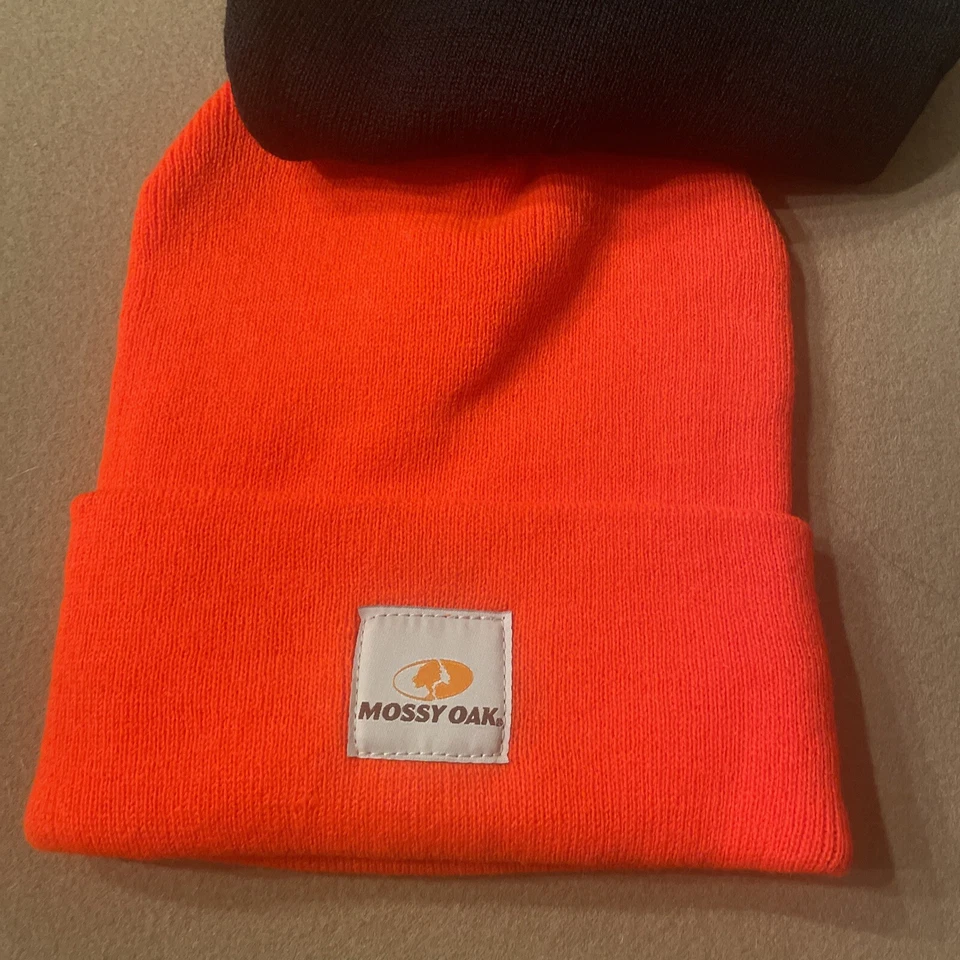 Mossy Oak 2 pack Knit Beanies Hats  black and orange - Image 4 of 4