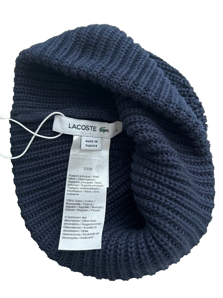 Lacoste Boys Kids Toddler Big Croc Cuff Beanie Navy - Image 2 of 2