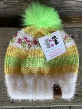 Adult Hand Knitted Pom Pom Beanie Winter Hat