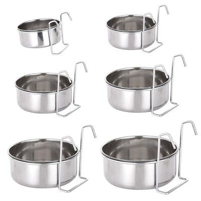 Dog Kennel Bowl Stainless Steel Food Water Bowl Crate Coop Cup