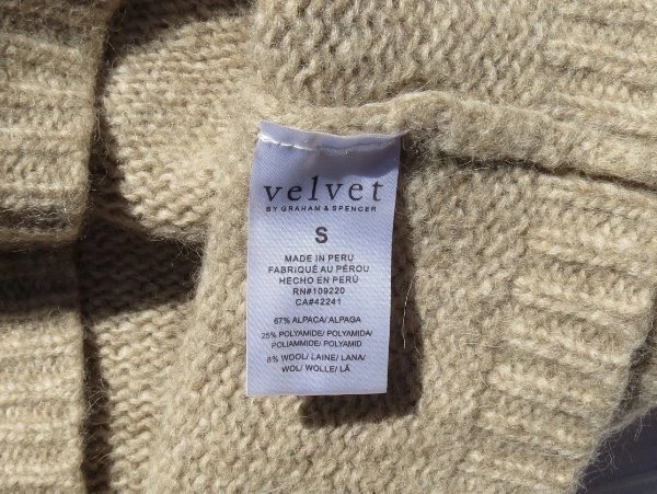 VELVET Graham & Spencer PERU US women’s S Alpaca Soft Cropped Pullover Sweater - Image 4 of 4
